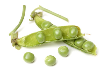 Fresh peas isolated on white background 