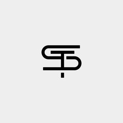 Letter ST TS S T Logo Design Simple Vector