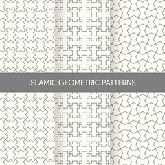 Set of Arabic Moroccan Seamless Geometric Patterns, Islamic Style Pattern Collection