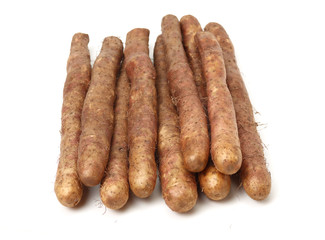 Chinese yam on white background 