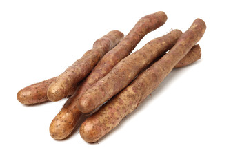Chinese yam on white background 