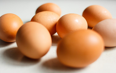 Chicken eggs isolated on white background.