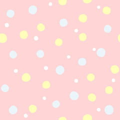 Seamless pattern with scattered round spots. Cute print for kids. Vector illustration.