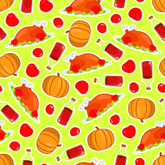 Seamless pattern with elements of Thanksgiving Day. Holiday background for greeting card, gift box, wallpaper, fabric, web design.