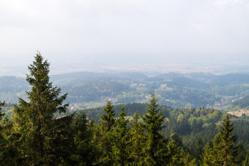 Mountain landscape with valley below. View from height