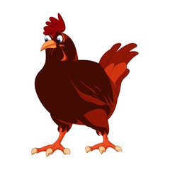Brown Hen - Cartoon Vector Image