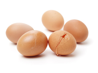 brown eggs on white background 