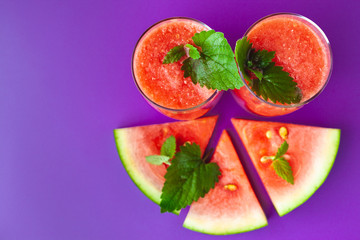 Summer watermelon smoothie close-up. Super food for detox
