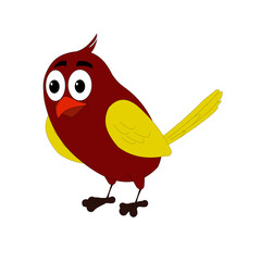 Red Bird with Yellow Wings - Cartoon Vector Image