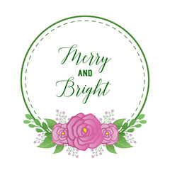 Obraz premium Cute pink rose flower frame background, for lettering of merry and bright. Vector