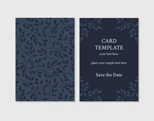Wedding invitation with leaves blue