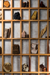 Herbal medicine. Korean traditional window frame.