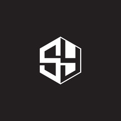SY Logo monogram hexagon with black background negative space style
