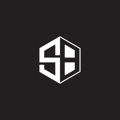 SB Logo monogram hexagon with black background negative space style