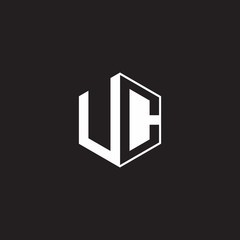 UC Logo monogram hexagon with black background negative space style