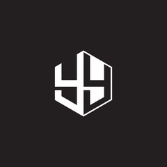 YY Logo monogram hexagon with black background negative space style