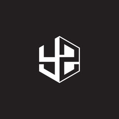 YZ Logo monogram hexagon with black background negative space style