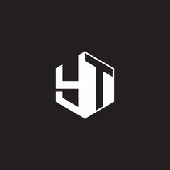 YT Logo monogram hexagon with black background negative space style