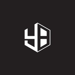 YB Logo monogram hexagon with black background negative space style