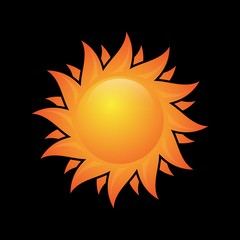 Creative, illustration of sun vector isolated summer icon design on the black background