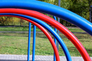 colorful curved pipes on the playground