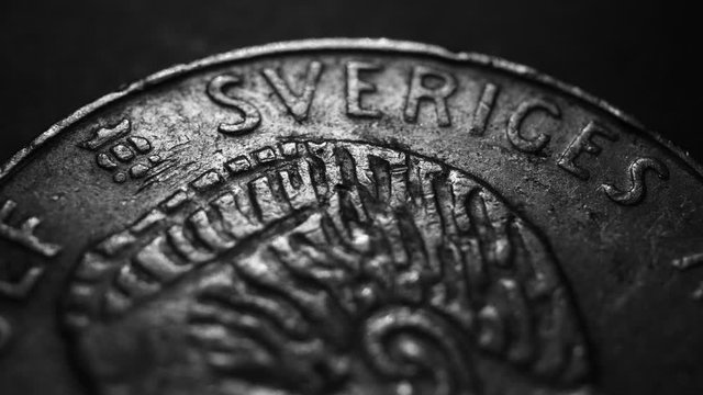Close up of a detailed old coinso;iu