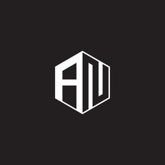 AN Logo monogram hexagon with black background negative space style
