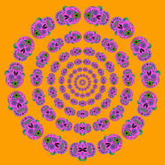 Pink Skull Concentric Circle Pattern
