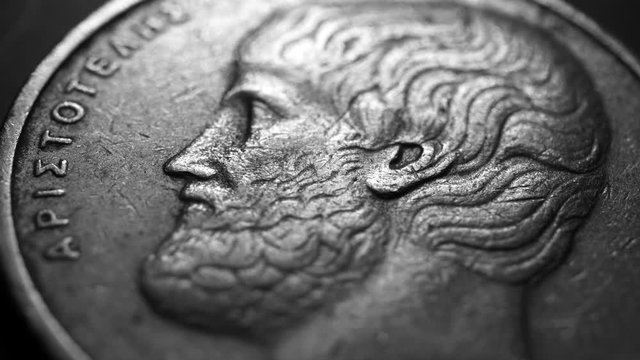 Close up of a detailed old coinso;iu