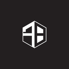 FB Logo monogram hexagon with black background negative space style