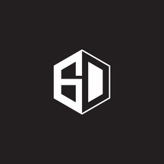 GD Logo monogram hexagon with black background negative space style
