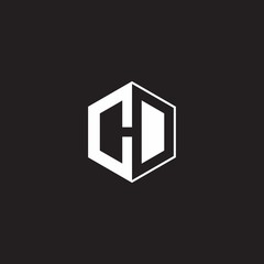 CD Logo monogram hexagon with black background negative space style