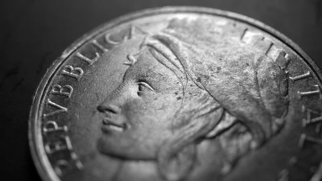Close up of a detailed old coinso;iu