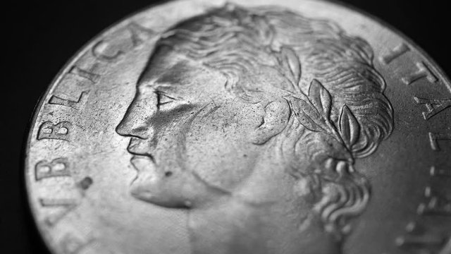 Close up of a detailed old coinso;iu