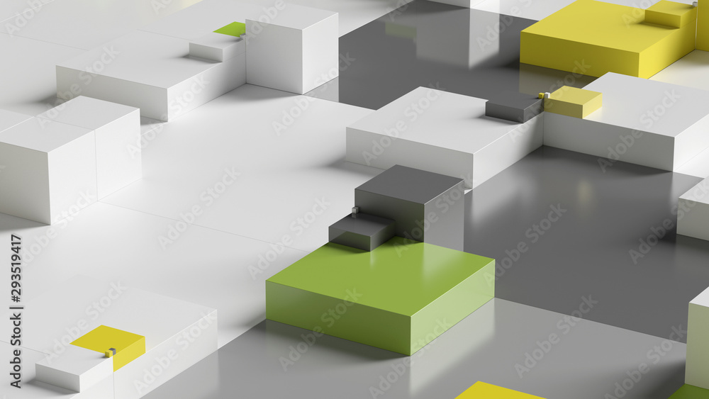 Aufkleber abstract 3d render background made of rectangular shapes. simple geometric forms.
