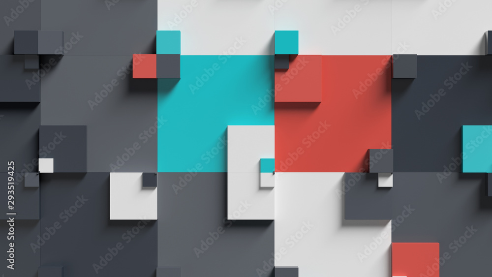 Aufkleber abstract 3d render background made of rectangular shapes. simple geometric forms.