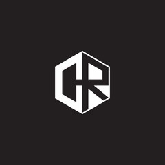 CR Logo monogram hexagon with black background negative space style