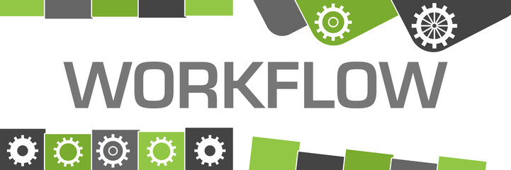 Workflow Green Grey Random Shapes Gears 