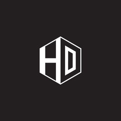 HO Logo monogram hexagon with black background negative space style