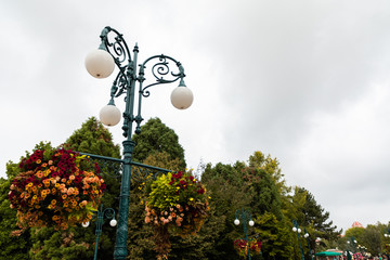 A lamppost in an autumnal atmosphere