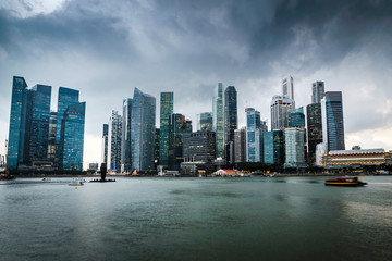  Singapore city skyline view in a rainy day