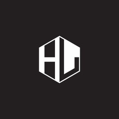 HL Logo monogram hexagon with black background negative space style