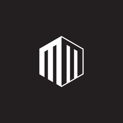 MM Logo monogram hexagon with black background negative space - obrazy, fototapety, plakaty