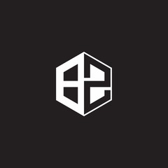BZ Logo monogram hexagon with black background negative space style
