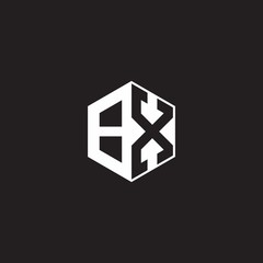 BX Logo monogram hexagon with black background negative space style