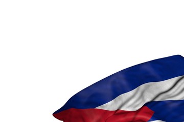 cute any celebration flag 3d illustration. - Cuba flag with large folds lay in bottom right corner isolated on white