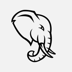 Elephant head logo gaming esport in black and white