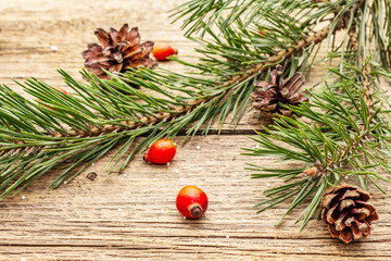 New Year and Christmas old wooden boards background