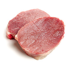 huge red meat chunk isolated over white background 