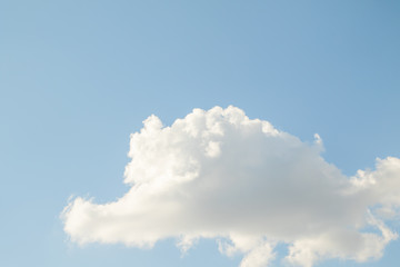 Blue sky with white beautiful cumulus clouds. Landscape sky clouds, background.